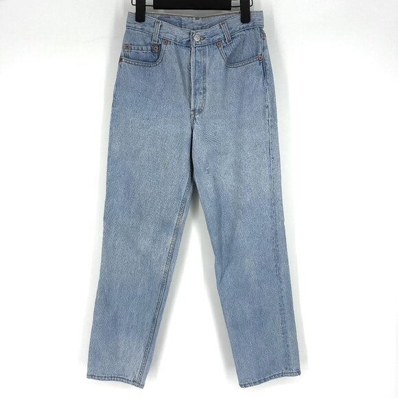 Levi's Denim - Vintage 1990's Levi's 701 Student Fit High Rise Straight Leg Jeans Light Wash 26